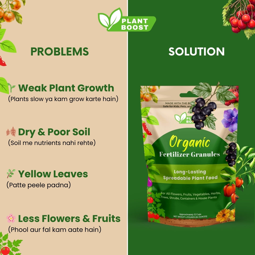 PlantBoost Organic Fertilizer - Long-Lasting Spreadable Plant Food
