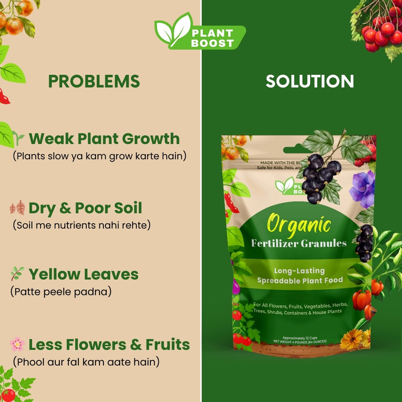 PlantBoost Organic Fertilizer - Long-Lasting Spreadable Plant Food